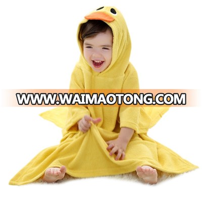 High Quality Cartoon design Newborn Hooded Solid Color Bamboo Baby Bathrobe